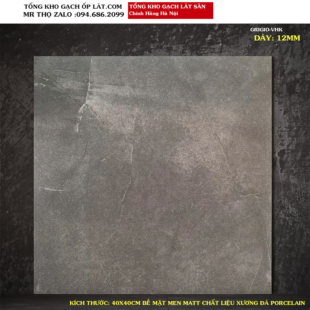 Gạch lát sân chống trơn ẤN ĐỘ 40x40 dày 1,2cm grigio